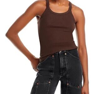 Re/Done Brown Fitted Tank Top